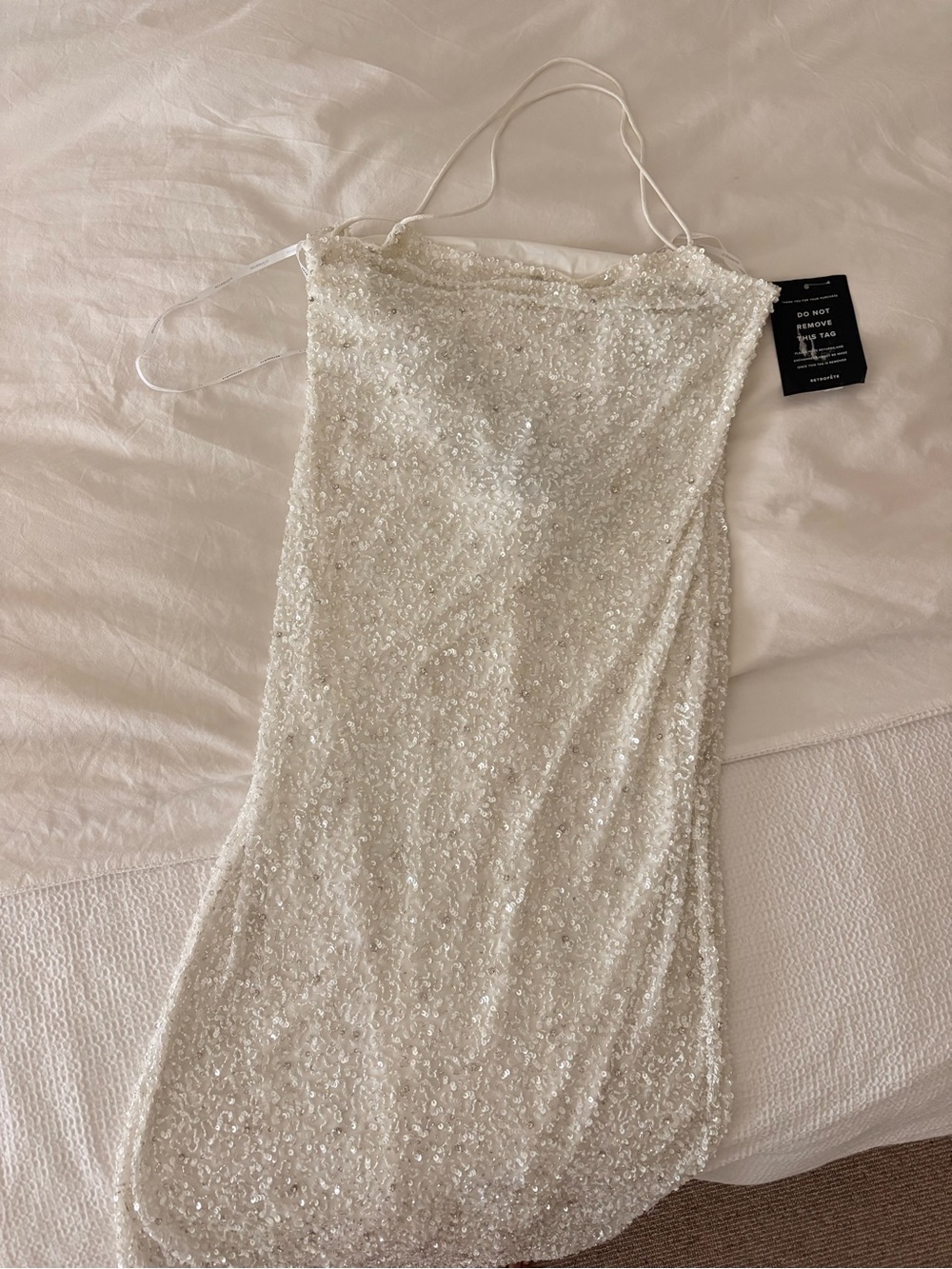 NWT Retrofete Sequin Spaghetti Strap Midi Dress in Ivory